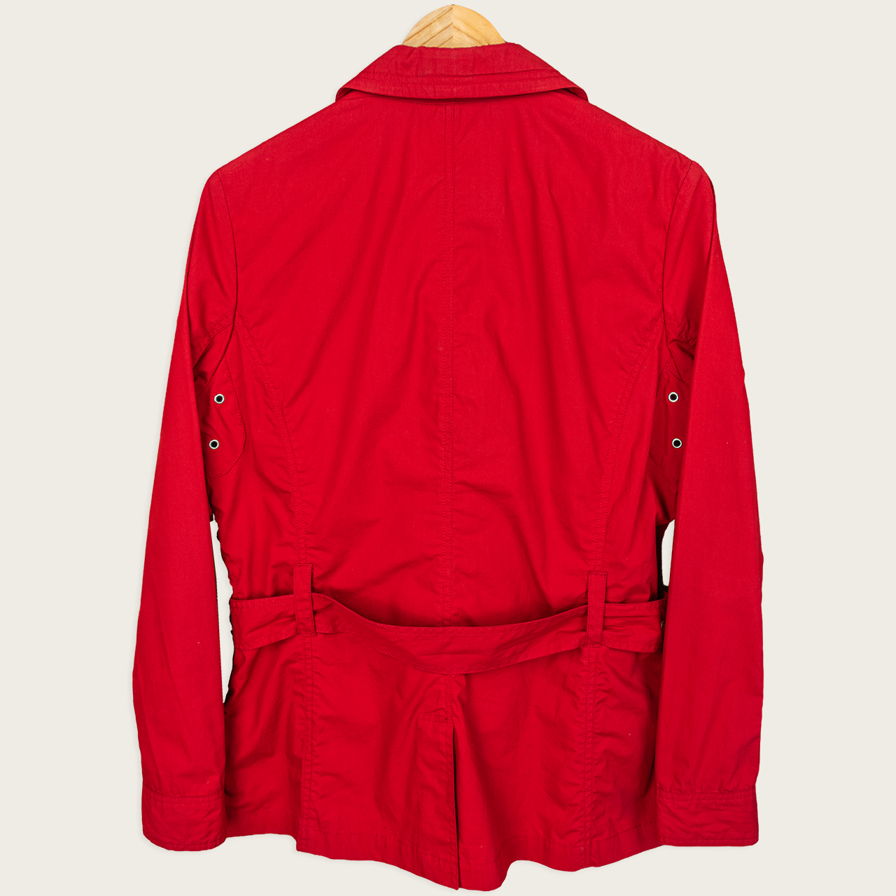 Y2K Simona Sport Jacket - Belted Red Cotton - Size 12