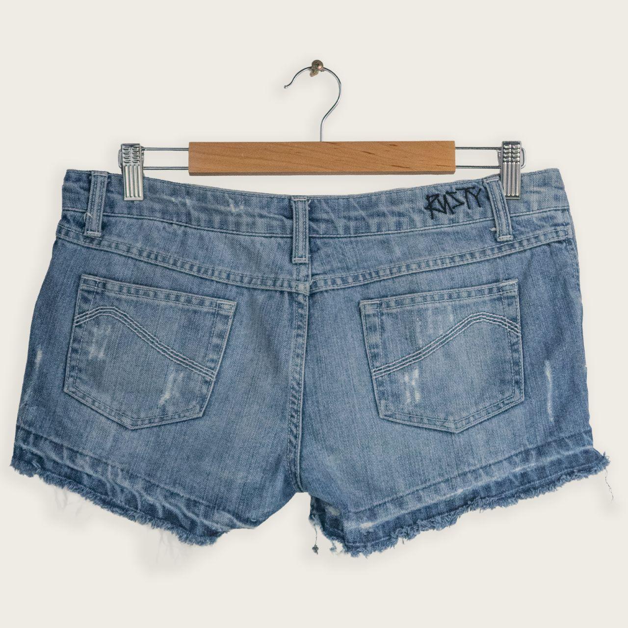 Y2K Rusty Denim Mini Shorts - Light Wash - Size 10