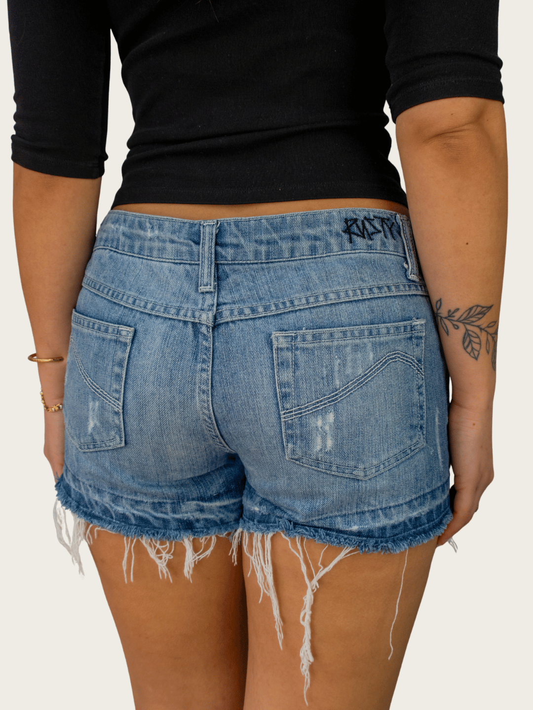 Y2K Rusty Denim Mini Shorts - Size M