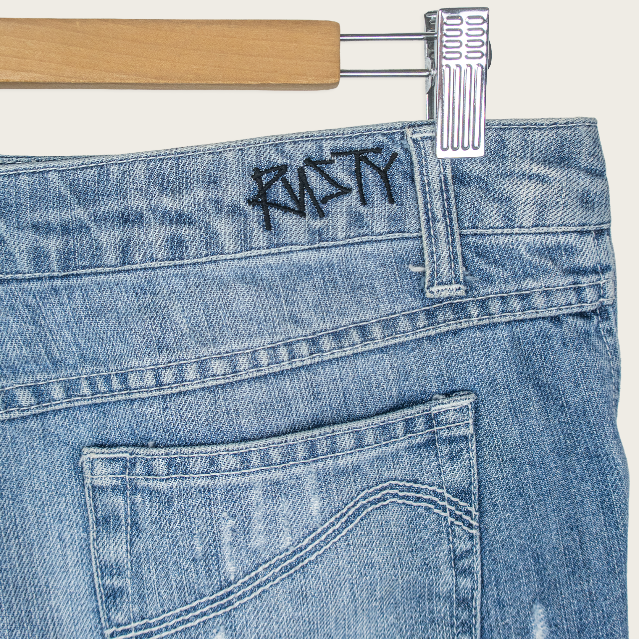 Y2K Rusty Denim Mini Shorts - Size M