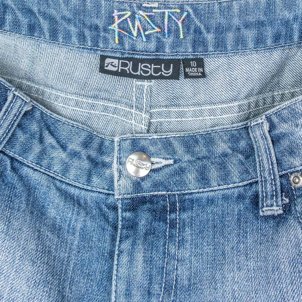Y2K Rusty Denim Mini Shorts - Size M