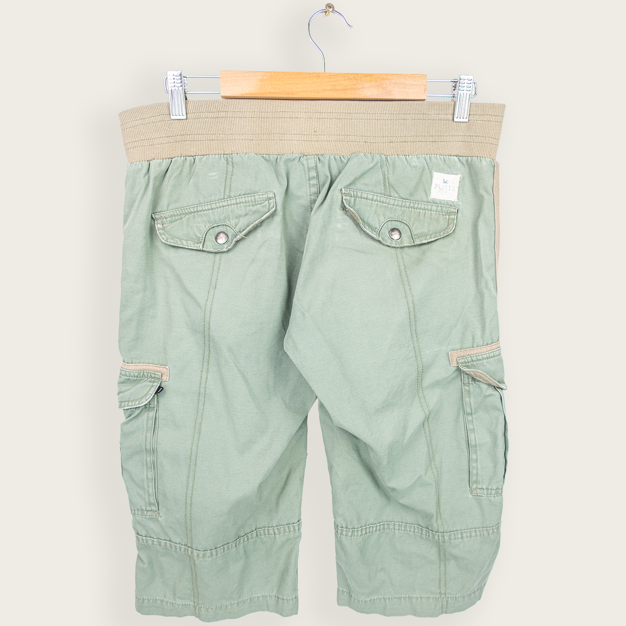 Y2K Rusty Cargo Shorts - Washed Green - Size 10