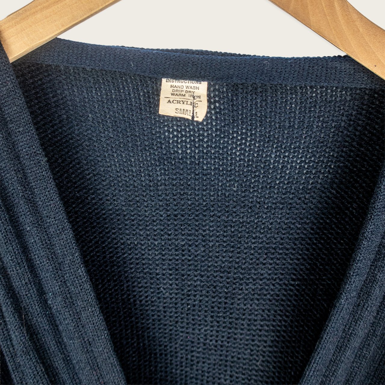 Vintage Knit Draped Sweater - Black Deep V Neck - Size S