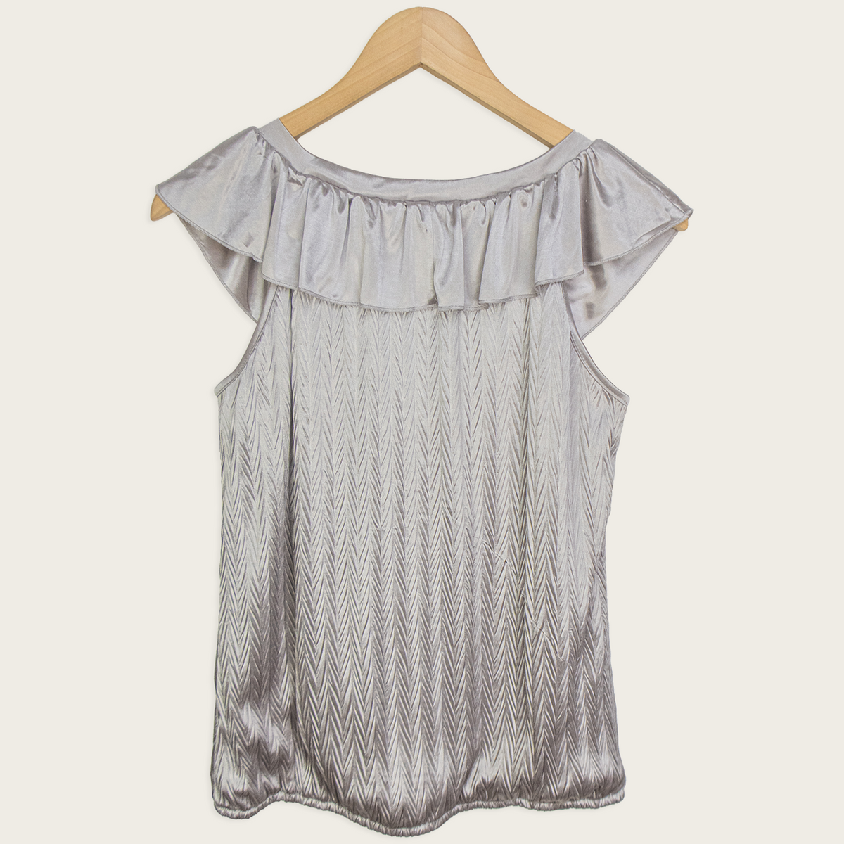00s Valleygirl Silver Ruffle Top - Size S