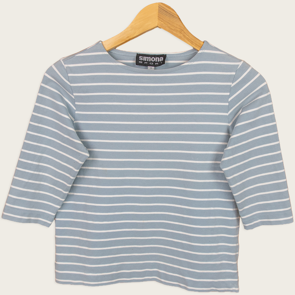 Y2K Simona Sport Striped Top - Baby Blue - Size S