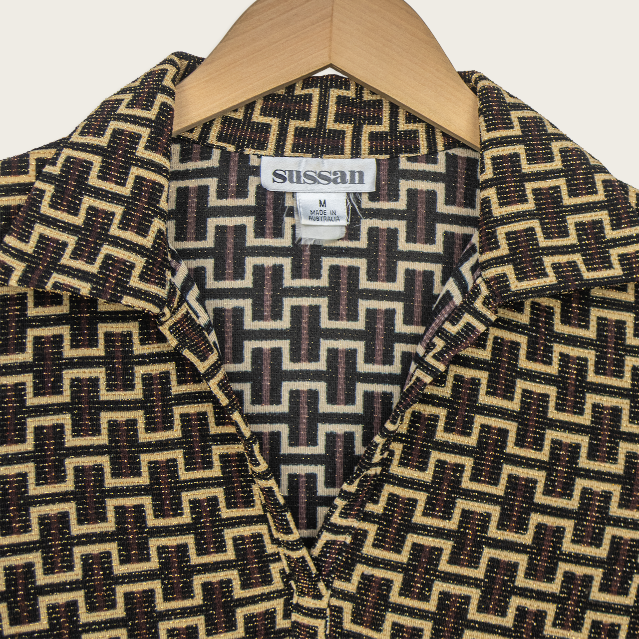 Vintage Sussan Metallic Geometric Top - Size M