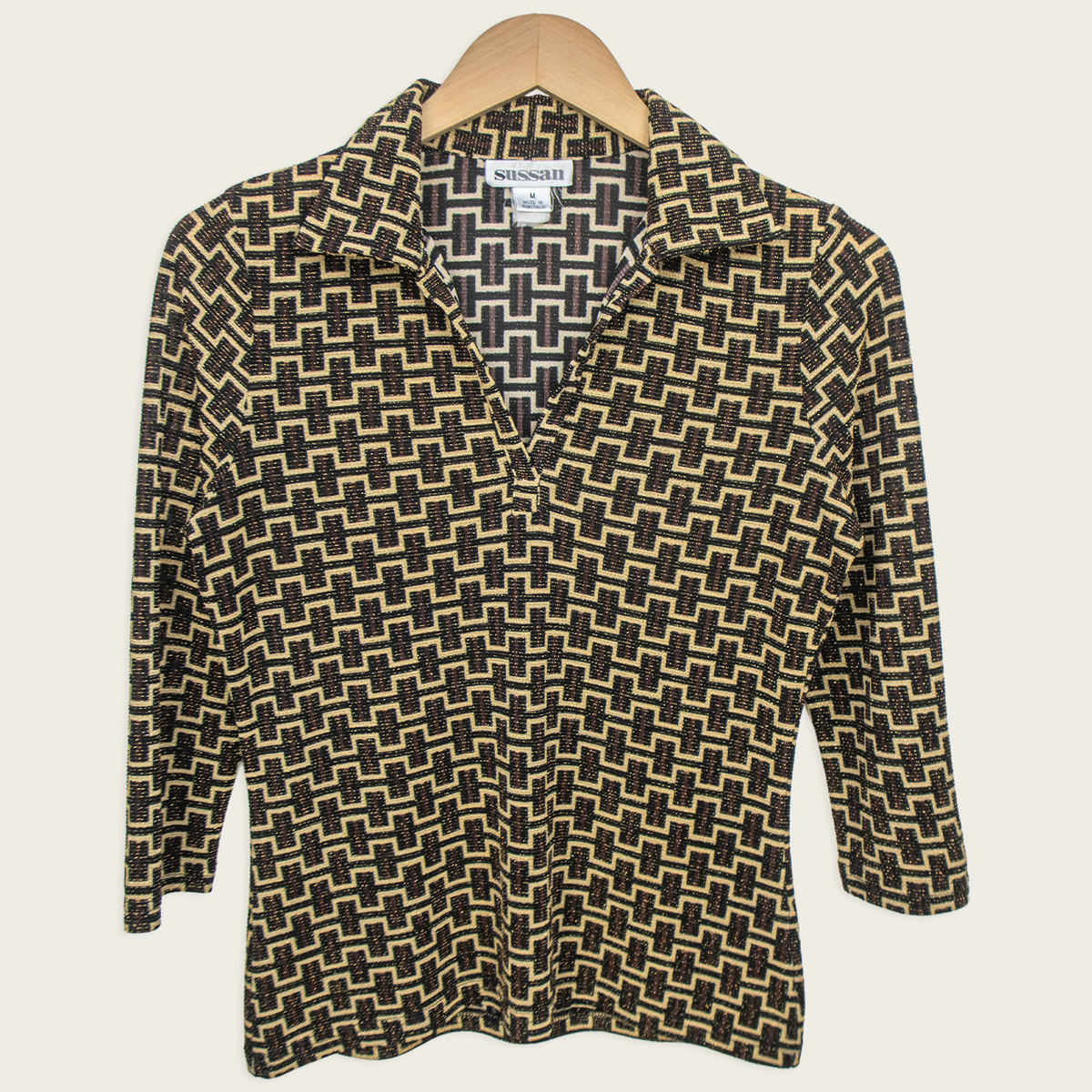 Vintage Sussan Metallic Geometric Top - Size M