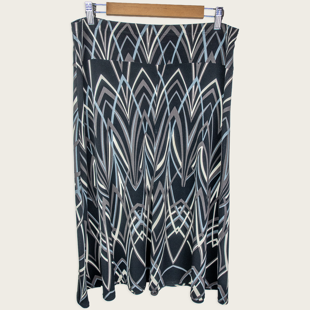 Y2K Suzanne Grae Geometric Midi Skirt - Abstract Print - Size 12