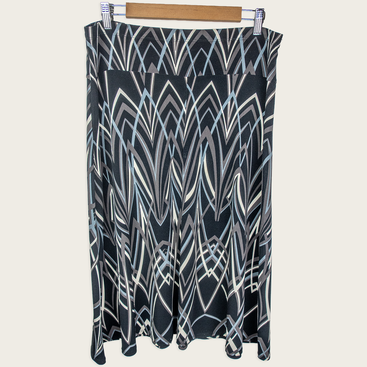 Y2K Suzanne Grae Geometric Midi Skirt - Abstract Print - Size 12
