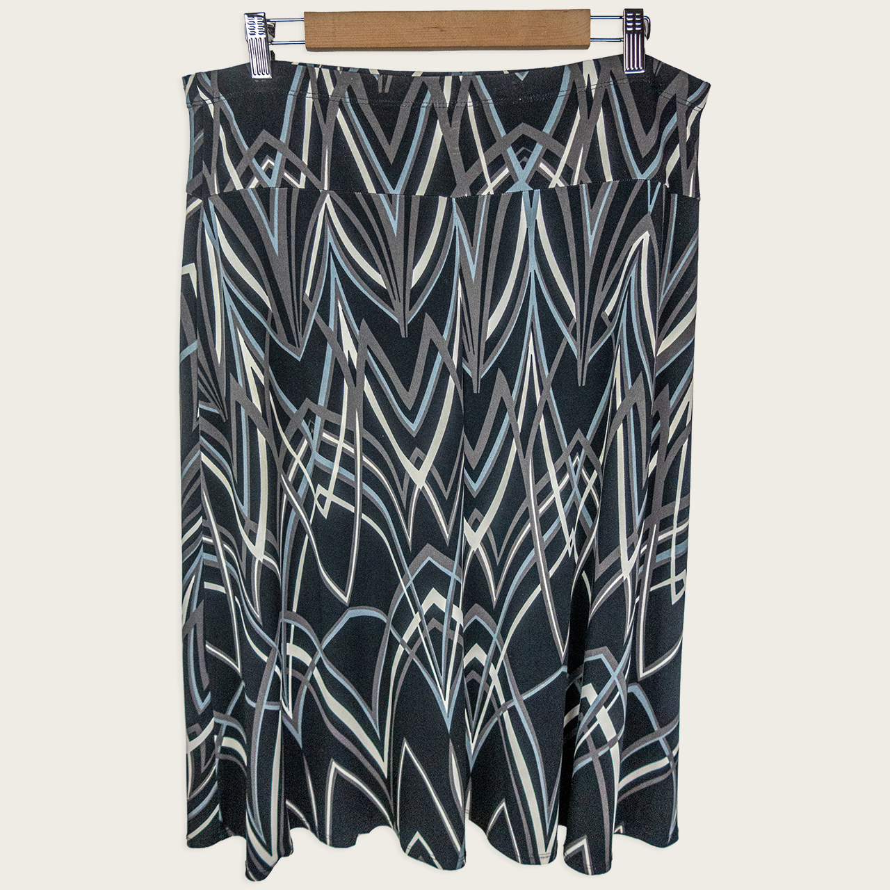 Y2K Suzanne Grae Geometric Midi Skirt - Abstract Print - Size 12