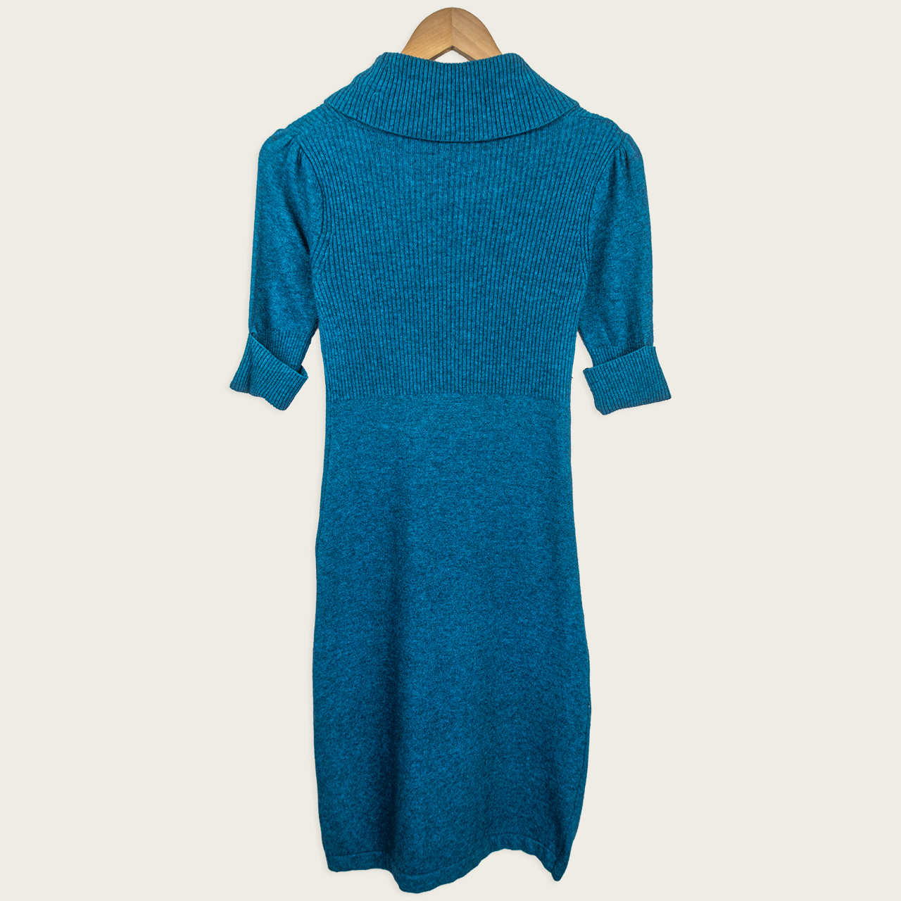 Y2K Esprit Knit Dress - Cowl Neck Teal - Size XS