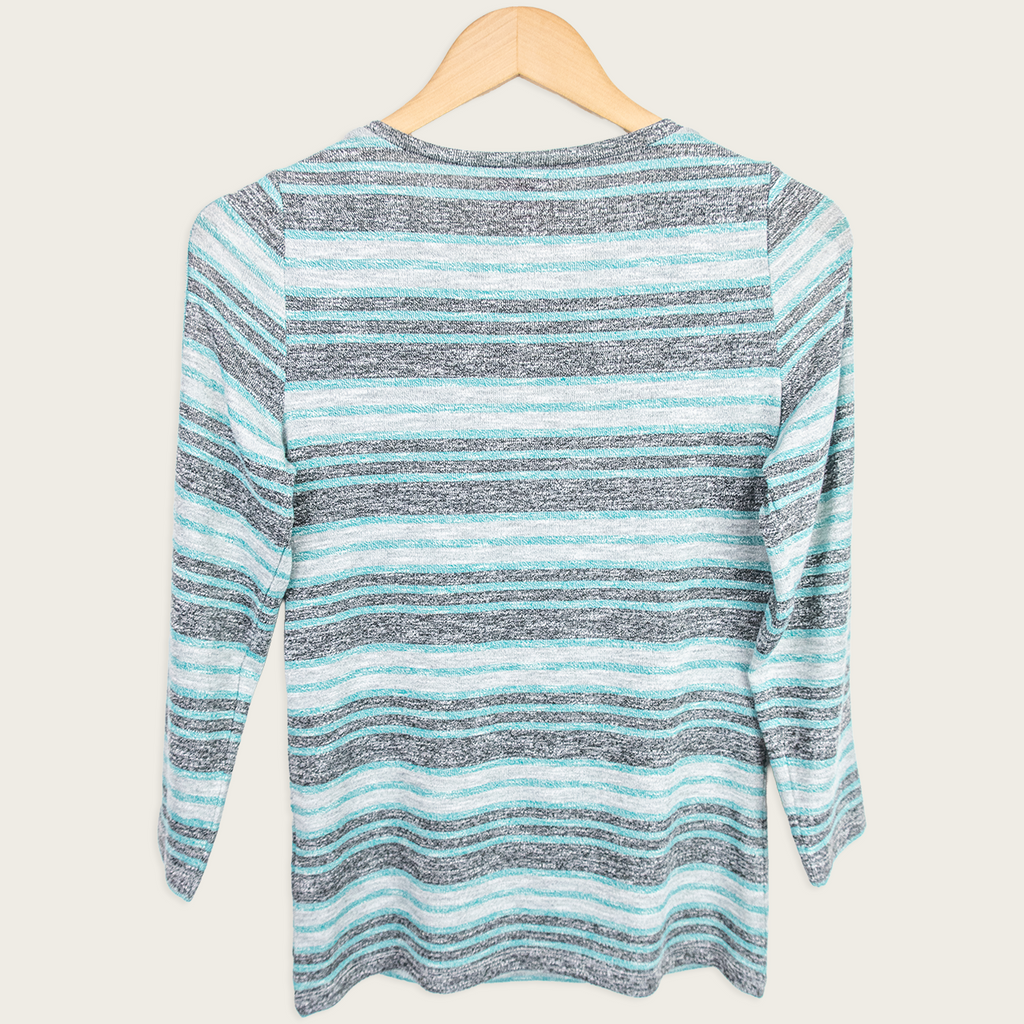 Y2K Together Striped Cut-Out Top - Blue/Grey - Size 8