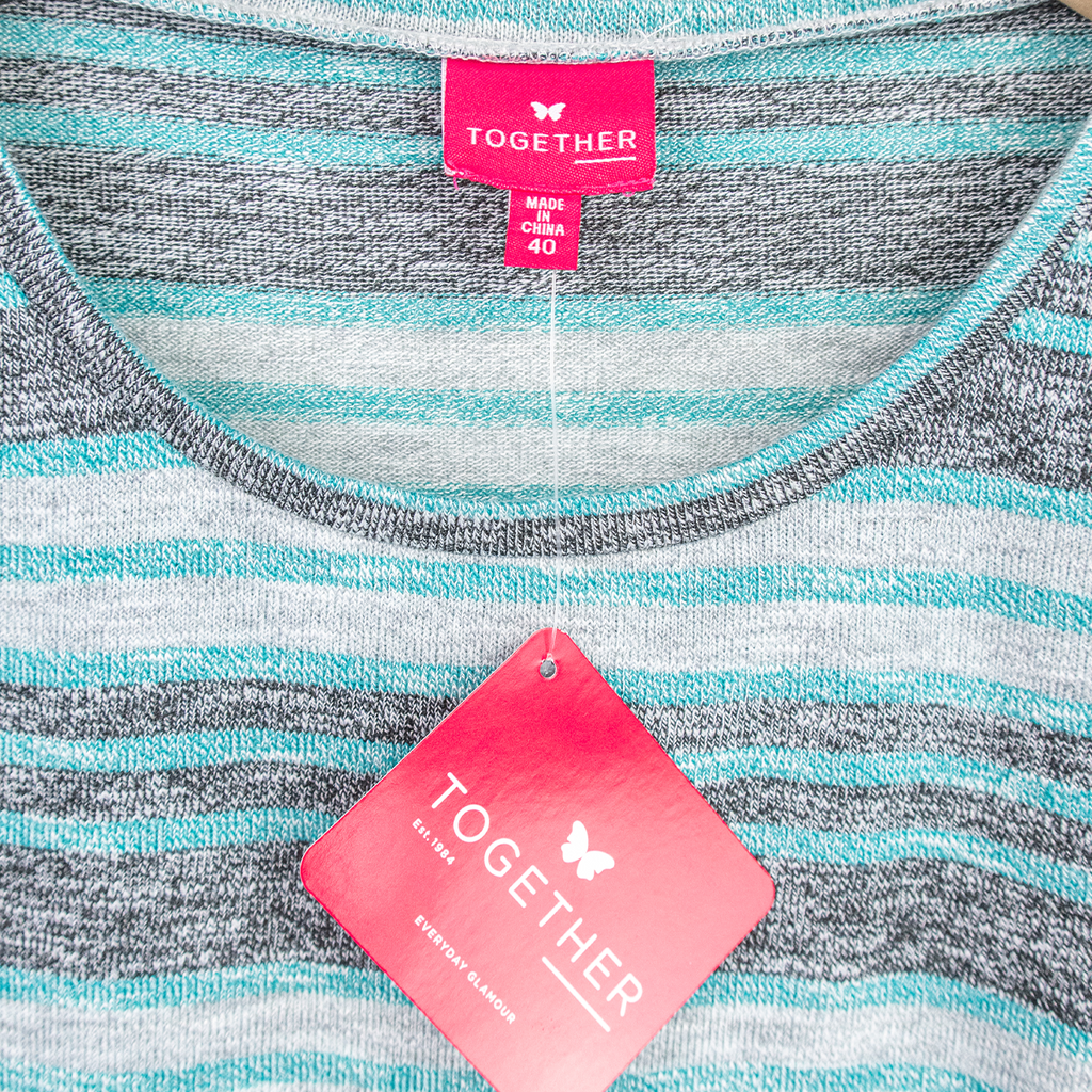 Y2K Together Striped Cut-Out Top - Blue/Grey - Size 8