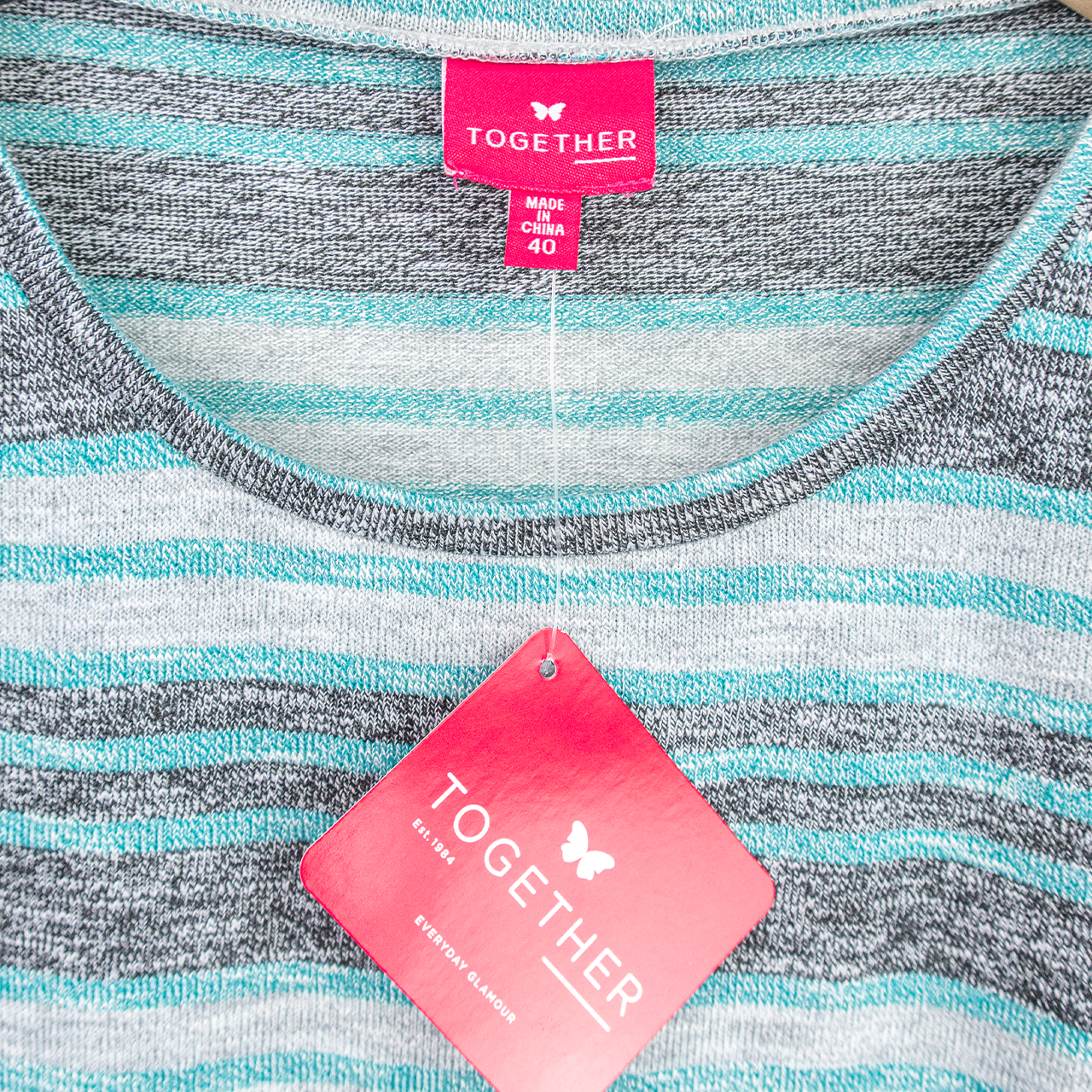 Y2K Together Striped Cut-Out Top - Blue/Grey - Size 8