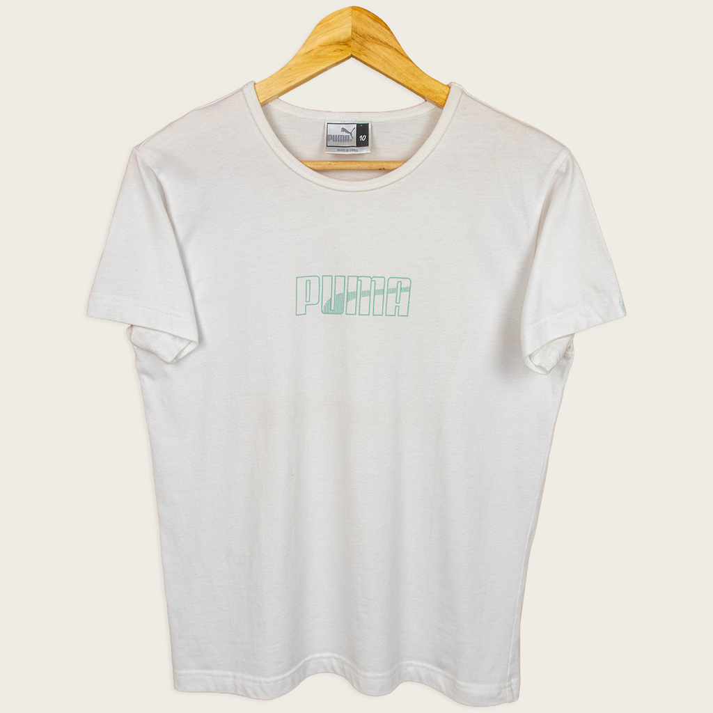 Y2K Puma Baby Tee - White Logo - Size 10