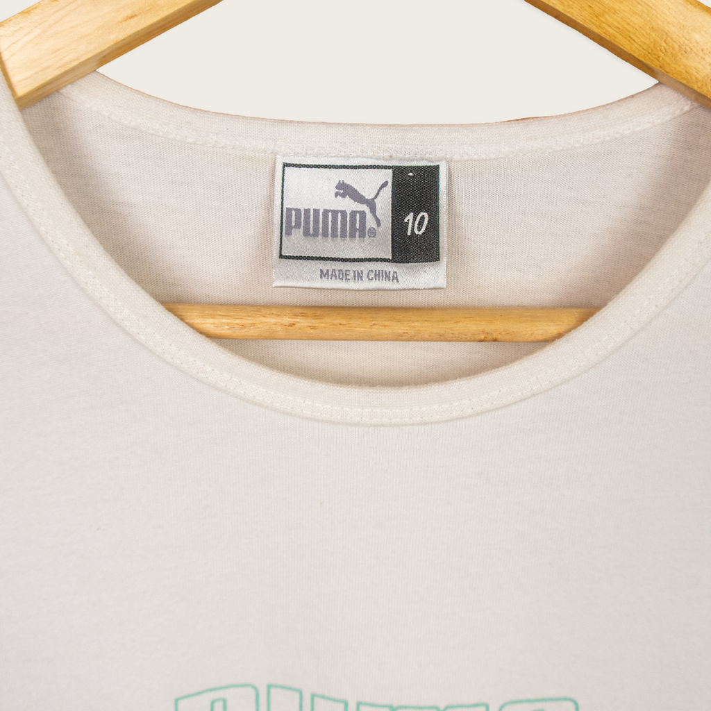 Y2K Puma Baby Tee - White Logo - Size 10