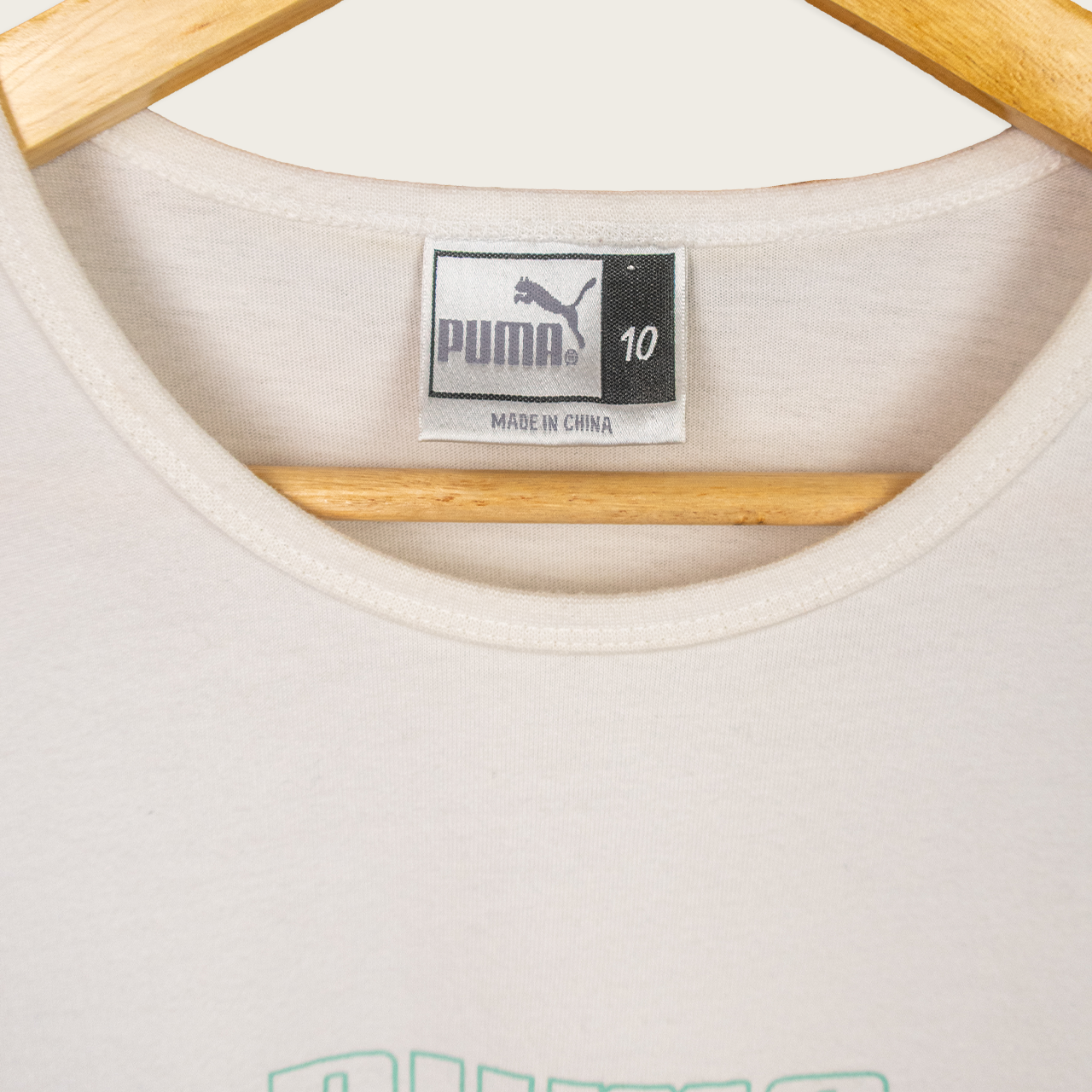 Y2K Puma Baby Tee - White Logo - Size 10