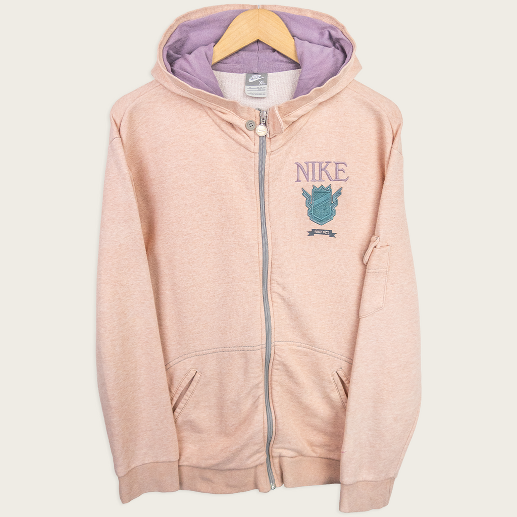 Y2K Nike Zip-Up Hoodie - Pink/Purple - Size S