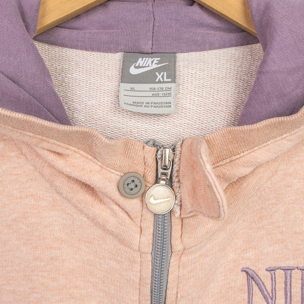Y2K Nike Zip-Up Hoodie - Pink/Purple - Size S